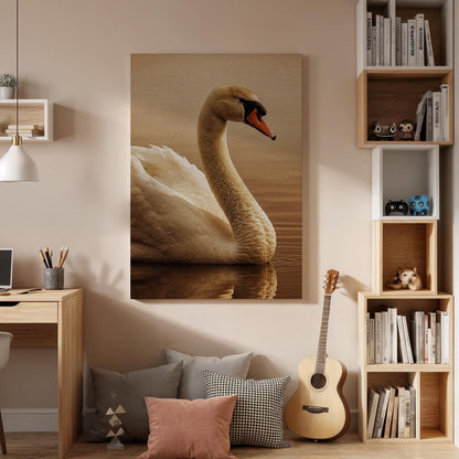 Elegant Swan Canvas Wall Art, Serene Water Bird Nature Print, Graceful Wildlife Framed Decor for Bedroom, Living Room, Meditation Space