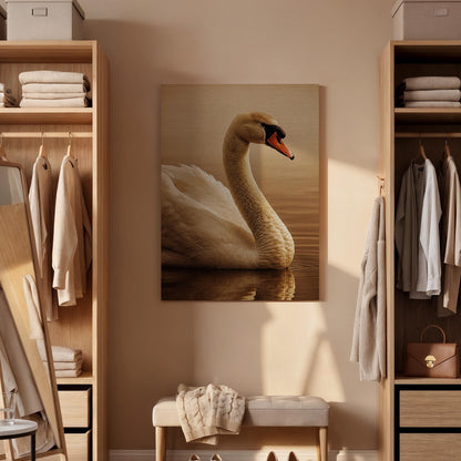 Elegant Swan Canvas Wall Art, Serene Water Bird Nature Print, Graceful Wildlife Framed Decor for Bedroom, Living Room, Meditation Space