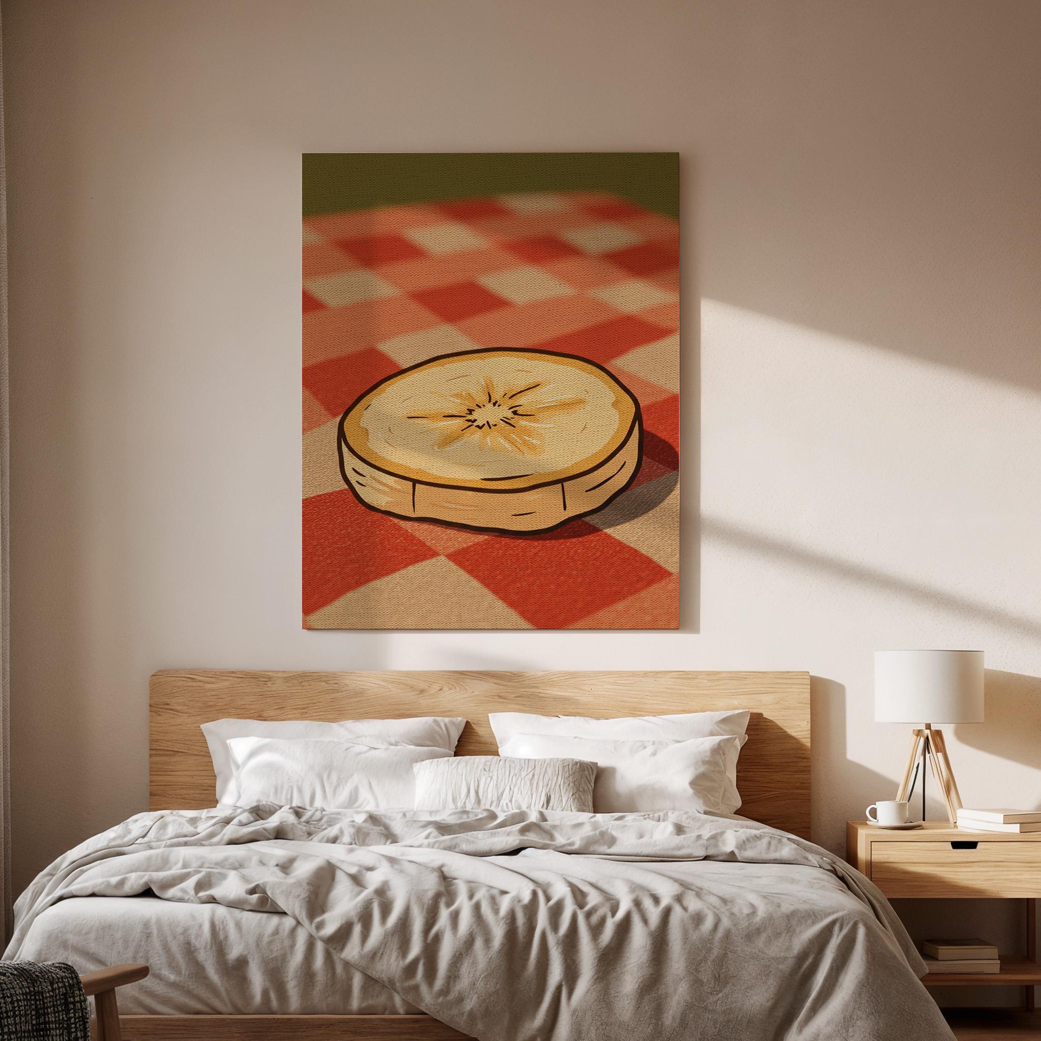 Banana Slice Canvas Wall Art, Rustic Kitchen Print, Fresh Fruit Illustration, Framed Yellow Artwork for Dining Room or Farmhouse Food Decor