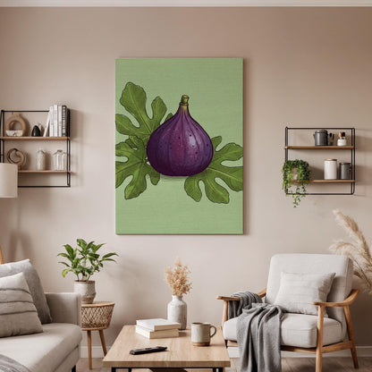Fig Fruit Canvas Wall Art, Botanical Kitchen Print, Rustic Food Artwork, Framed Purple Fig Decor for Dining Room or Farmhouse Country Style