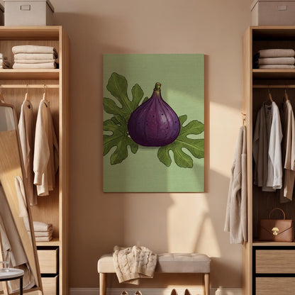 Fig Fruit Canvas Wall Art, Botanical Kitchen Print, Rustic Food Artwork, Framed Purple Fig Decor for Dining Room or Farmhouse Country Style