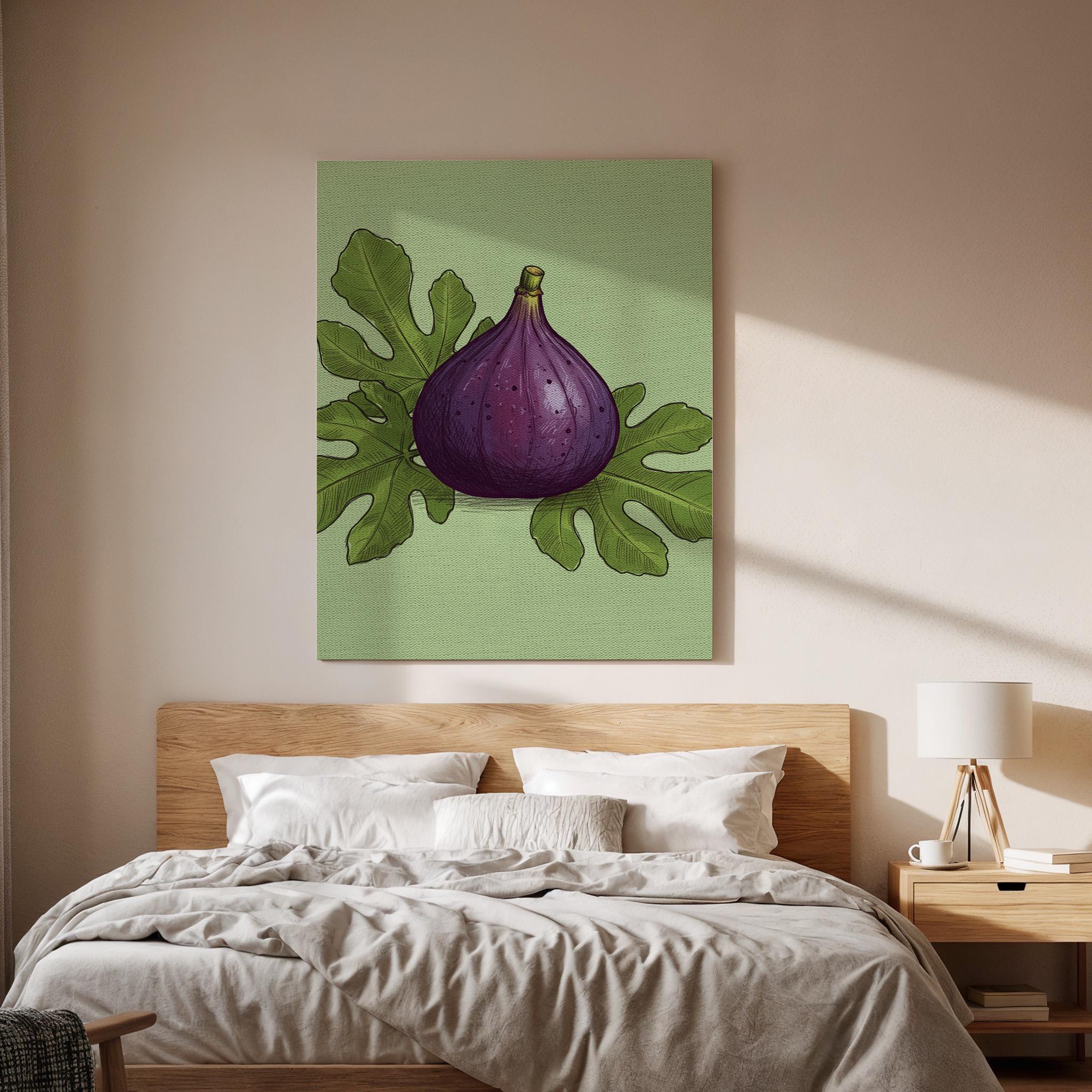Fig Fruit Canvas Wall Art, Botanical Kitchen Print, Rustic Food Artwork, Framed Purple Fig Decor for Dining Room or Farmhouse Country Style